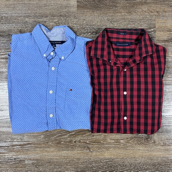 Lot Of‎ 2 Vintage Tommy Hilfiger Long Sleeve Button Down Shirts Men's M - Picture 1 of 11